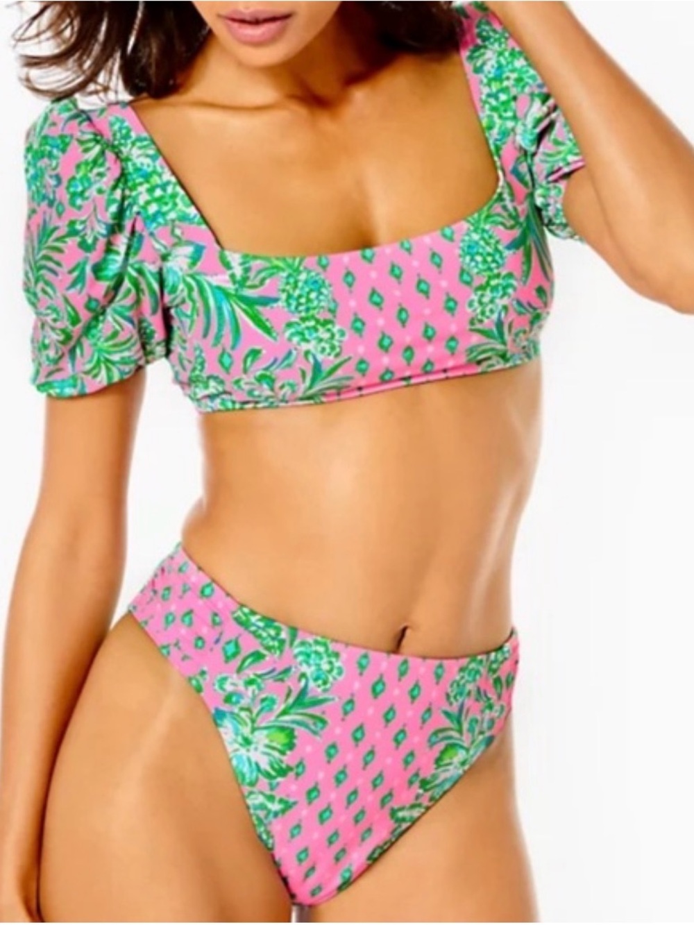 Lilly Pulitzer Pink and Green Bikini Top & Bottom